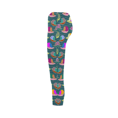 Simply Geometric Cute Birds Pattern Colored Capri Legging (Model L02)