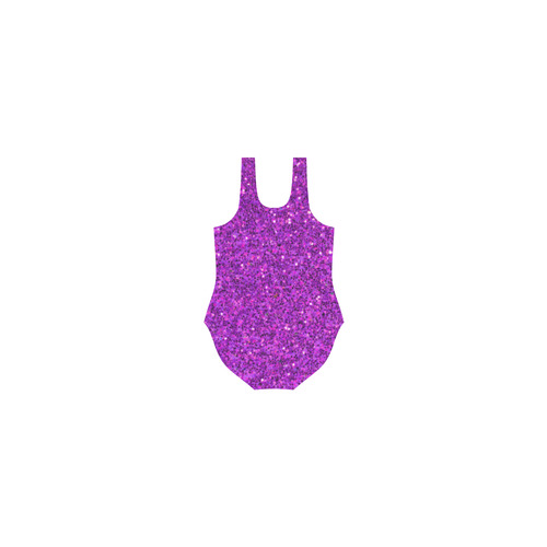 purple glitter Vest One Piece Swimsuit (Model S04)