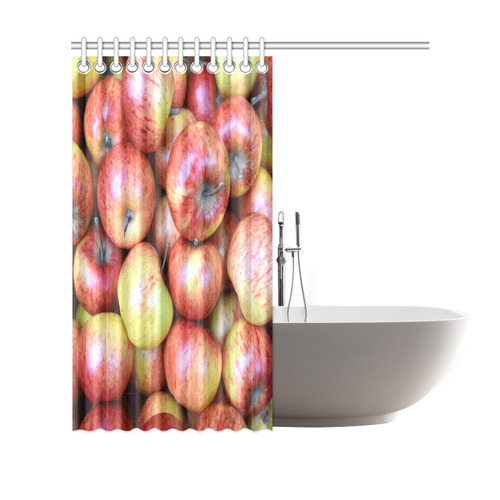 Autumn Apples Red Green Fruit Shower Curtain 69"x70"