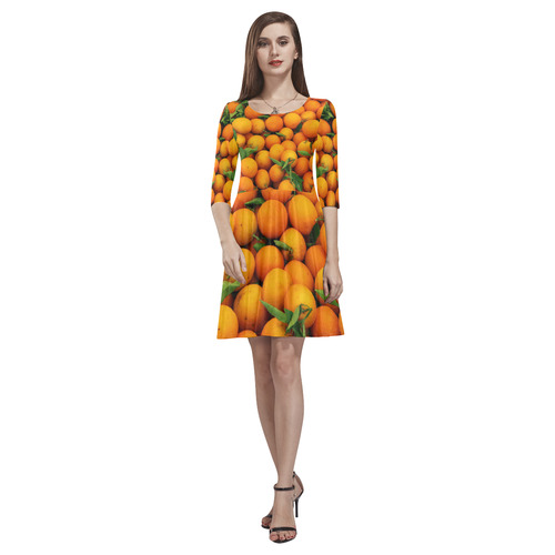 Oranges Fruit Tethys Half-Sleeve Skater Dress(Model D20)