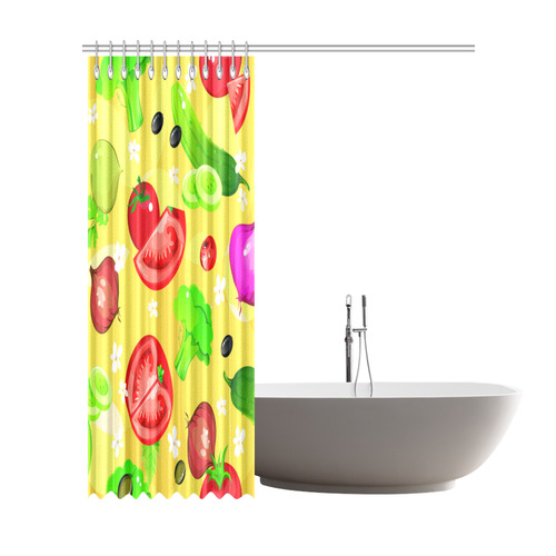 Vegetables Tomatoes Olives Cucumbers Onions Shower Curtain 72"x84"