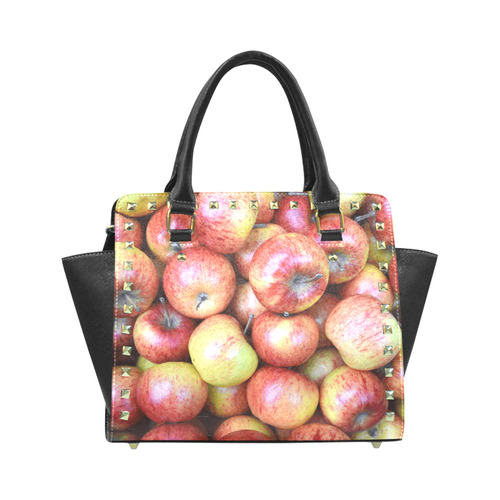 Autumn Apples Red Green Fruit Rivet Shoulder Handbag (Model 1645)