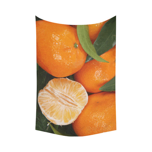 Oranges & Peeled Orange Fruit Cotton Linen Wall Tapestry 90"x 60"