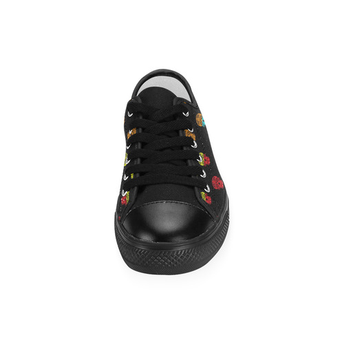 Color mix Skulls A by JamColors Women's Classic Canvas Shoes (Model 018)