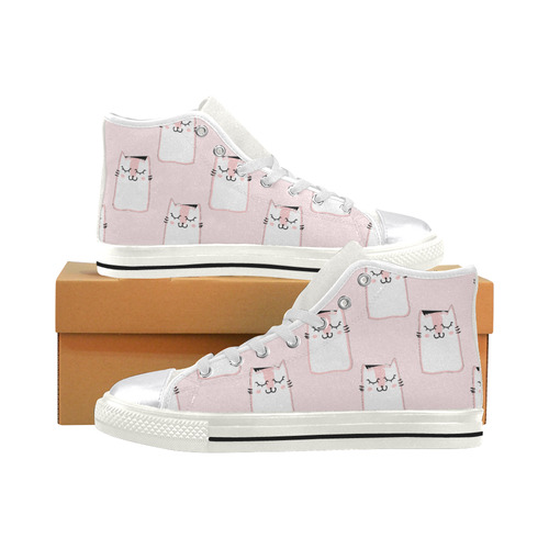 Cute Kitty Women's Classic High Top Canvas Shoes (Model 017)