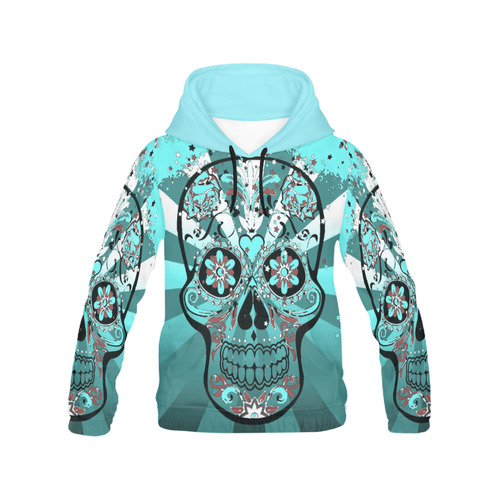 psychedelic Pop Skull 317L by JamColors All Over Print Hoodie for Women (USA Size) (Model H13)