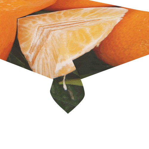 Oranges & Peeled Orange Fruit Cotton Linen Tablecloth 60"x 104"