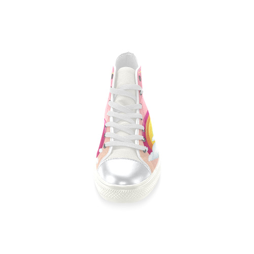 Unicorn Rainbow High Top Canvas Shoes for Kid (Model 017)