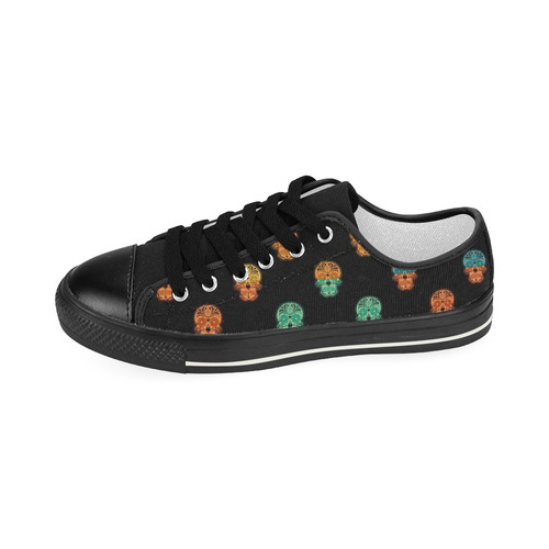 Color mix Skulls E by JamColors Women's Classic Canvas Shoes (Model 018)