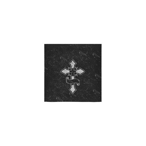 Distressed Cross Gothic Print Square Towel 13“x13”