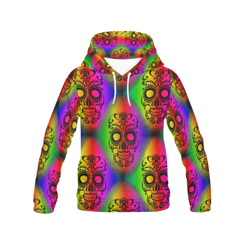 Skull20170355_by_JAMColors All Over Print Hoodie for Women (USA Size) (Model H13)