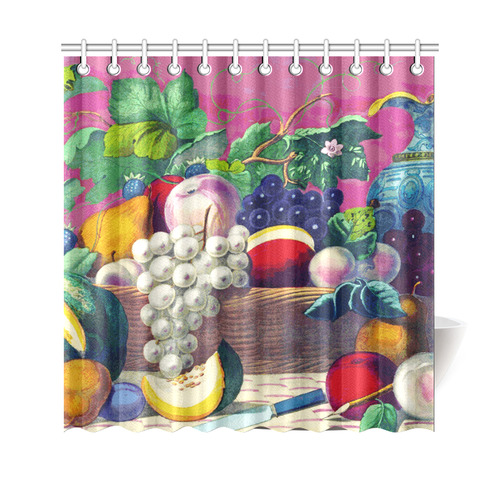 Vintage Fruit Melon Pear Grape Floral Shower Curtain 69"x70"