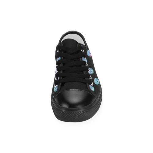 Color mix Skulls D by JamColors Women's Classic Canvas Shoes (Model 018)