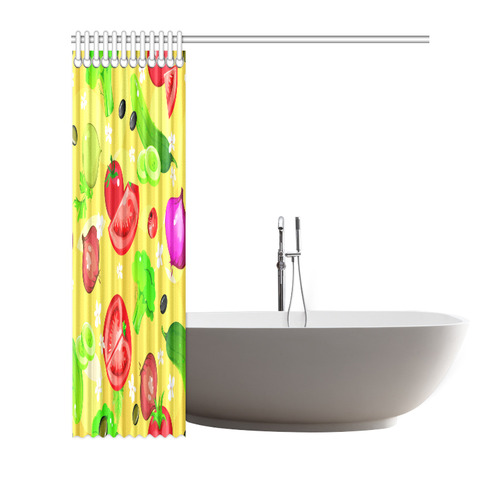 Vegetables Tomatoes Olives Cucumbers Onions Shower Curtain 72"x72" ID