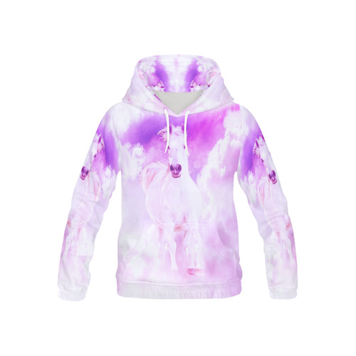 Girly Romantic Pink Horse In The Sky All Over Print Hoodie for Kid (USA Size) (Model H13)