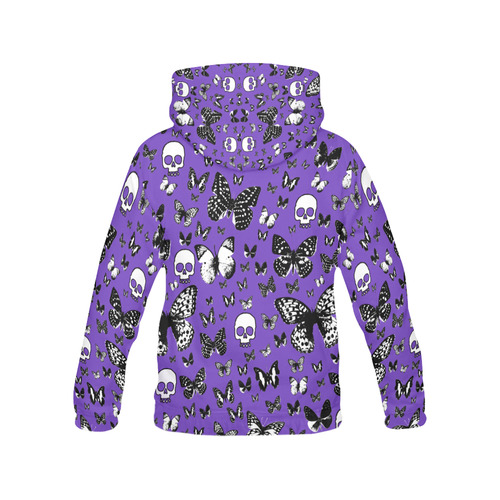 Skulls & Butterflies on Purple All Over Print Hoodie for Men (USA Size) (Model H13)