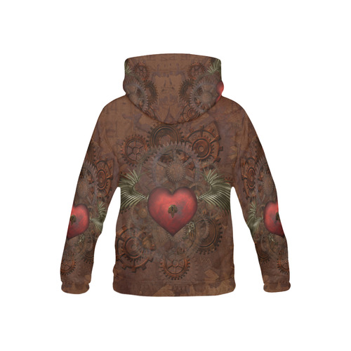 Awesome Steampunk Heart With Wings All Over Print Hoodie for Kid (USA Size) (Model H13)