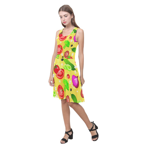 Vegetables Tomatoes Olives Cucumbers Onions Atalanta Casual Sundress(Model D04)