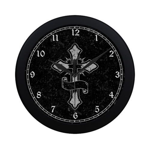 Distressed Cross Gothic Grunge Circular Plastic Wall clock