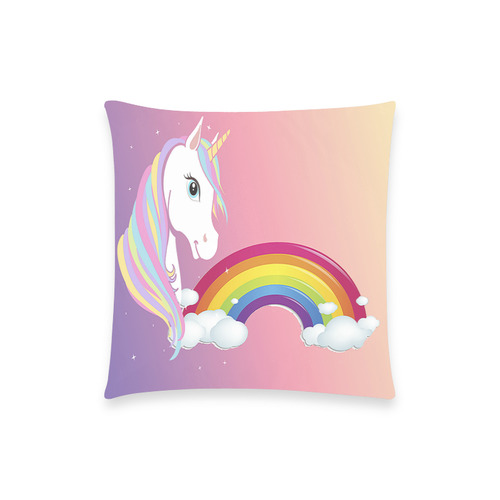 Rainbow Unicorn Custom  Pillow Case 18"x18" (one side) No Zipper