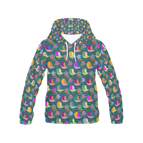 Simply Geometric Cute Birds Pattern Colored All Over Print Hoodie for Women (USA Size) (Model H13)