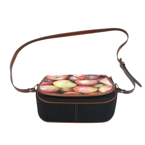 Autumn Apples Red Green Fruit Saddle Bag/Small (Model 1649)(Flap Customization)