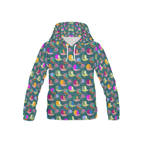 Simply Geometric Cute Birds Pattern Colored All Over Print Hoodie for Kid (USA Size) (Model H13)