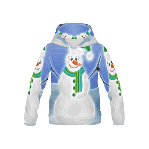 Happy Snowman on Christmas All Over Print Hoodie for Kid (USA Size) (Model H13)