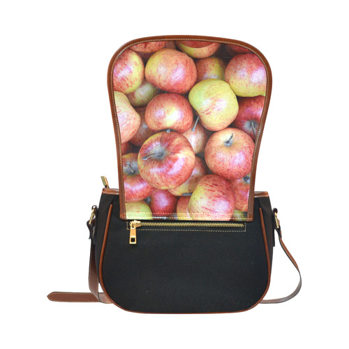 Autumn Apples Red Green Fruit Saddle Bag/Small (Model 1649)(Flap Customization)