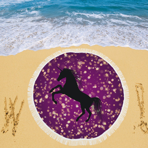 unicorn-silhouette Circular Beach Shawl 59"x 59"