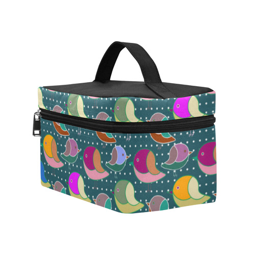 Simply Geometric Cute Birds Pattern Colored Cosmetic Bag/Large (Model 1658)