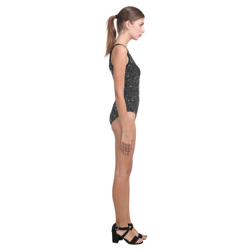 black glitter Vest One Piece Swimsuit (Model S04)