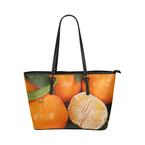 Oranges & Peeled Orange Fruit Leather Tote Bag/Small (Model 1651)