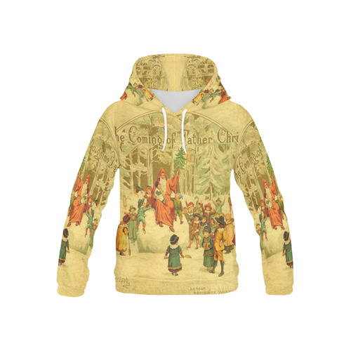 The Coming of Father Christmas Vintage Painting All Over Print Hoodie for Kid (USA Size) (Model H13)