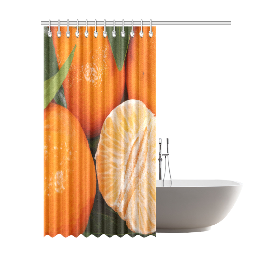 Oranges & Peeled Orange Fruit Shower Curtain 69"x84" ID D1422667