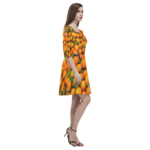 Oranges Fruit Tethys Half-Sleeve Skater Dress(Model D20)