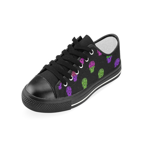 Color mix Skulls B by JamColors Women's Classic Canvas Shoes (Model 018)