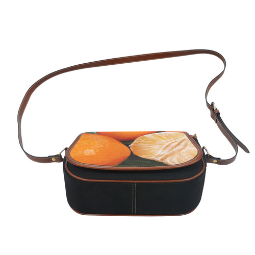 Oranges & Peeled Orange Fruit Saddle Bag/Small (Model 1649)(Flap Customization)