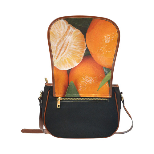 Oranges & Peeled Orange Fruit Saddle Bag/Small (Model 1649)(Flap Customization)