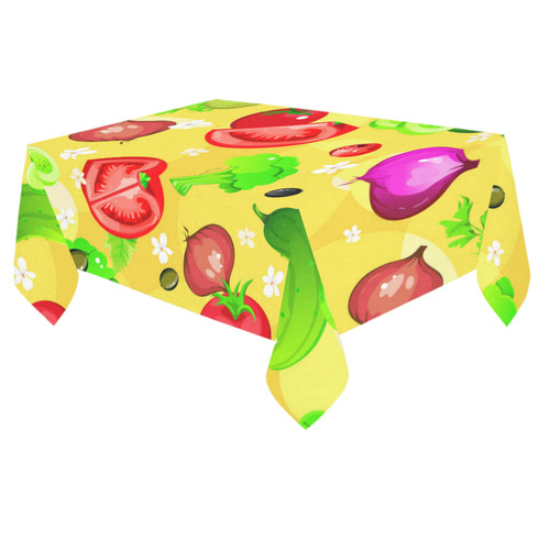 Vegetables Tomatoes Olives Cucumbers Onions Cotton Linen Tablecloth 60"x 84"