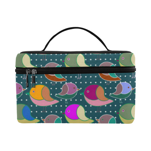 Simply Geometric Cute Birds Pattern Colored Cosmetic Bag/Large (Model 1658)