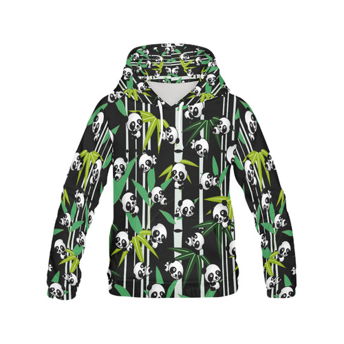 Satisfied and Happy Panda Babies on Bamboo All Over Print Hoodie for Men (USA Size) (Model H13)