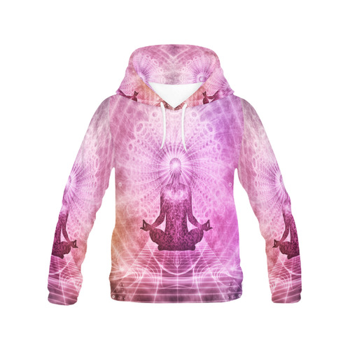 Holy Yoga Lotus Meditation All Over Print Hoodie for Women (USA Size) (Model H13)