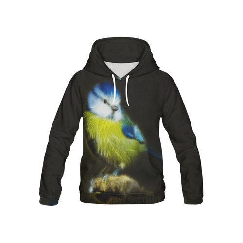 Little Cute Blue Tit All Over Print Hoodie for Kid (USA Size) (Model H13)
