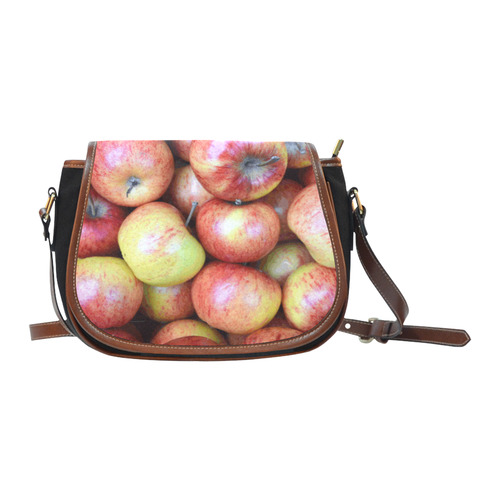 Autumn Apples Red Green Fruit Saddle Bag/Small (Model 1649)(Flap Customization)