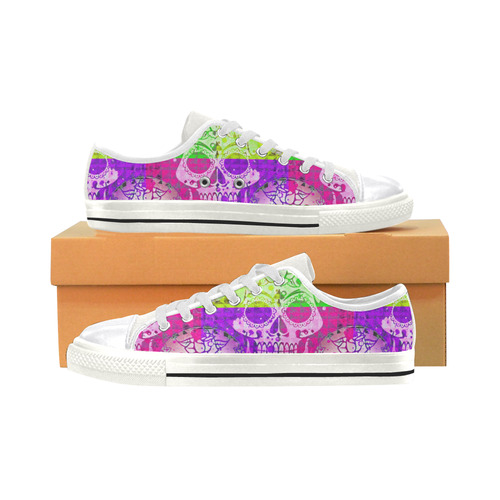 color mix skull 3A by JamColors Women's Classic Canvas Shoes (Model 018)