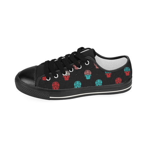 Color mix Skulls C by JamColors Women's Classic Canvas Shoes (Model 018)