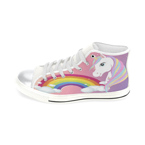 Unicorn Rainbow High Top Canvas Shoes for Kid (Model 017)