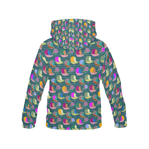 Simply Geometric Cute Birds Pattern Colored All Over Print Hoodie for Women (USA Size) (Model H13)