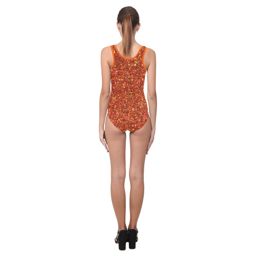 orange glitter Vest One Piece Swimsuit (Model S04)